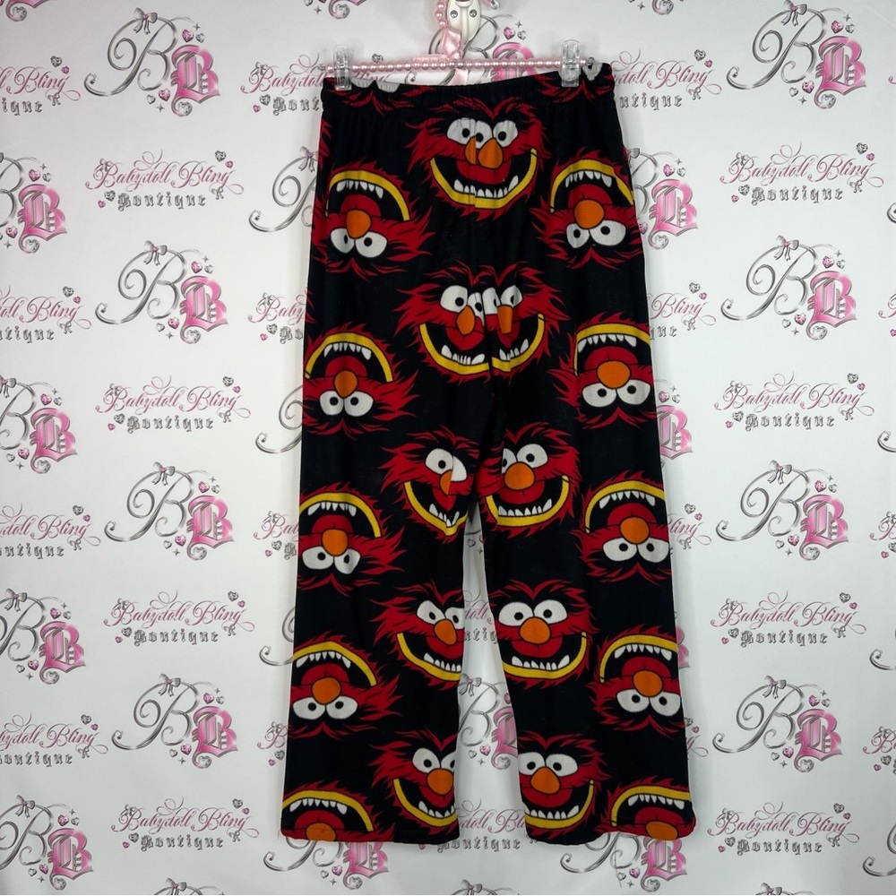 Disney pj bottoms muppets fleece warm cozy soft Black and Red Pajama Pants - Picture 2 of 7